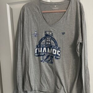 Fanatics Gray Tampa Bay Lightning Stanley Cup Champions Long Sleeve Shirt